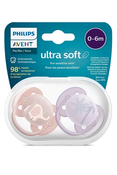 Philips Avent Ultra Soft Emzik 0-6 Ay 2'li Kız Scf091/09 ürün görseli 1