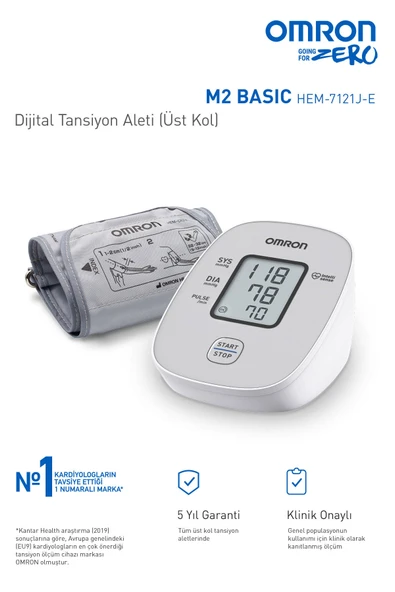 Omron M2 Basic Hem-7121j-e (c) Koldan Ölçer Tansiyon Aleti M2 Basic Hem-7121j-e - Resim 2