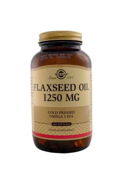 Solgar Flaxseed Oil 1250 Mg 100 Kapsü ürün görseli 1