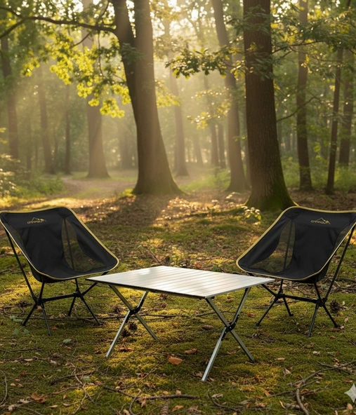 Yek Outdoor 2 Kişilik Alüminyum Kamp Masası ve Sandalye Seti ürün görseli