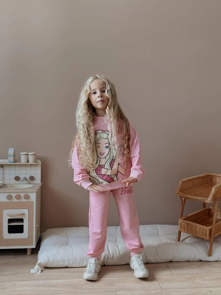 Cg Kids Barbie 2 iplik kumaş kız çocuk alt üst takım süper kalite - 10