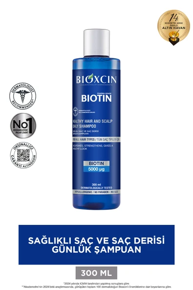 Biotin Şampuan 300 ml - Tüm Saç Tipleri Için Sağlıklı Saç ve Deri Şampuanı Günlük Kullanım - 1
