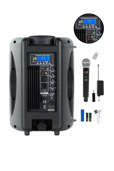 Lastvoice Ample-08AP Taşınabilir Seyyar Portatif Mikrofonlu Elektrikli Ses Sistemi Hoparlör (450 Watt) - Resim 3