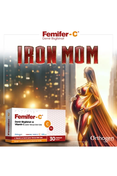 Orthogen Femifer-C Demir Bisglisinat Ve Vitamin C İçeren Takviye Edici Gıda 30 Vejeteryan Kapsül - Resim 2