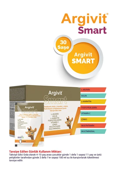 Argivit Smart Fosfotidilserin, Kolin, L-Karnitin, L-Arjinin, Multivitamin ve Multimineral 30 Saşe ürün görseli 1