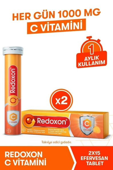 Redoxon C Vitamini 15 Efervesan Tablet 2li Paket I 1000 Mg C Vitamini Içeren Takviye Edici Gıda ürün görseli 1