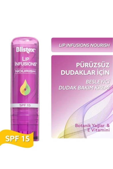 Blistex Lip Infusions Nourish - Spf 15 Pürüzsüz Dudaklar Için Besleyici Dudak Bakım Kremi - Resim 3