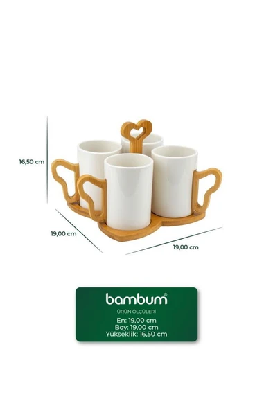Bambum Fugu - Bambu Standlı 4'lü Kupa Seti - Resim 7