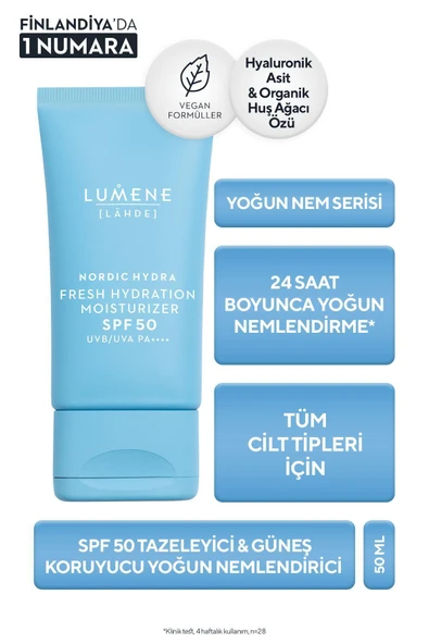 Lumene Spf50 Güneş Koruyucu Nemlendirici – Tazeleyici Krem, 50 Ml, Tüm Cilt Tipleri Için