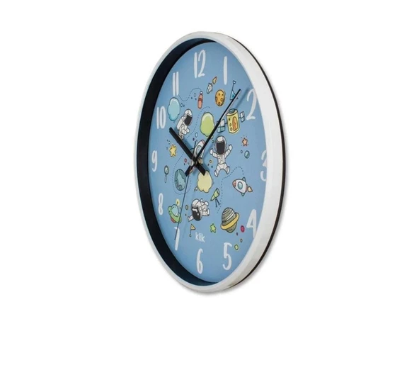 uzay temalı Duvar Saati  MAVİ RENK ÇOCUK SAATİ - 2