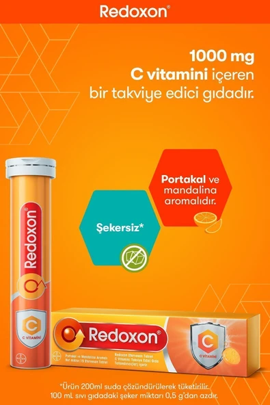 Redoxon C Vitamini 15 Efervesan Tablet 2li Paket I 1000 Mg C Vitamini Içeren Takviye Edici Gıda - Resim 3