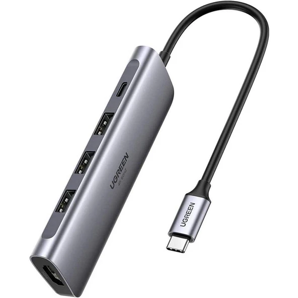 UGREEN 70495 CM136 Type-C to HDMI 1xUSB-C 1xHDMI 4K 60Hz 3xUSB-A 3.0 Çoklayıcı Hub ve Dönüştürücü Ad