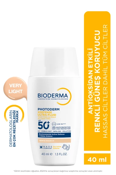 Bioderma Photoderm XDefense Spf50+ Tüm Cilt Tipleri Antioksidan Etkili Renkli Güneş Kremi Very Light 40 ml ürün görseli 1