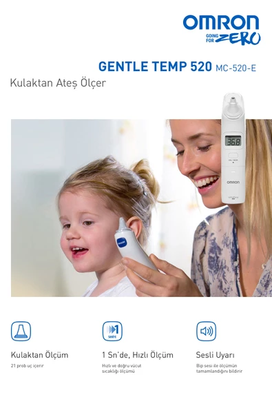 Omron Gentle Temp 520, Kulaktan 1 Sn'de Ölçüm Yapan Ateş Ölçer - Resim 3