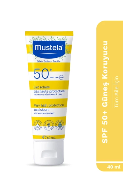 Mustela Yüksek Koruma Yüz Vücut Güneş Kremi Suya Dayanıklı Tüm Ciltler Bebek Çocuk Yetişkin 40ml SPF 50+ ürün görseli