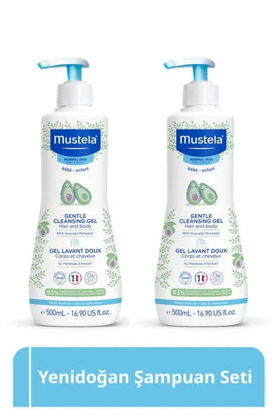 Mustela Organik Avokado Içeren Yenidoğan Bebek Göz Yakmayan Şampuanı Saç, Vücut 500 ml X2 ürün görseli