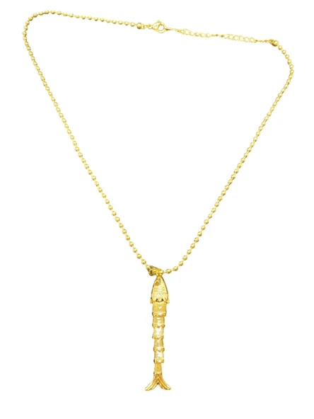 Hareketli Balık Model Uçlu Altın Kaplama Gold Renk 316L Çelik Kadın Kolye - Deniz Temalı Tasarım ürün görseli 1