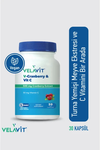 Velavit V-Cranberry & Vit C 30 Kapsül ürün görseli