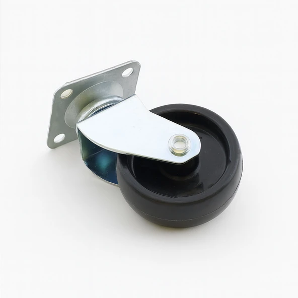 Tablalı Dönerli Mobilya Tekerleği 50 MM Siyah Renk Dayanıklı Yük Taşıma Sanayi Tekeri - Resim 3