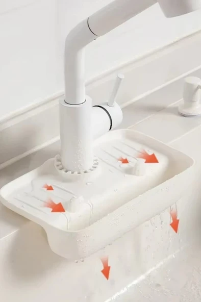 Beyaz Mutfak Banyo Lavabo Düzenleyici Organizer - Resim 3