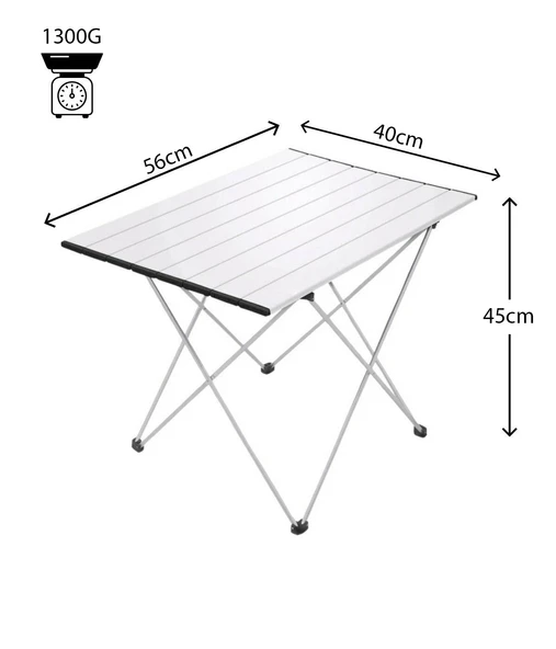 Yek Outdoor Portatif Alüminyum Katlanır Eko Kamp Masası Küçük 56x40x45cm Gri - 2