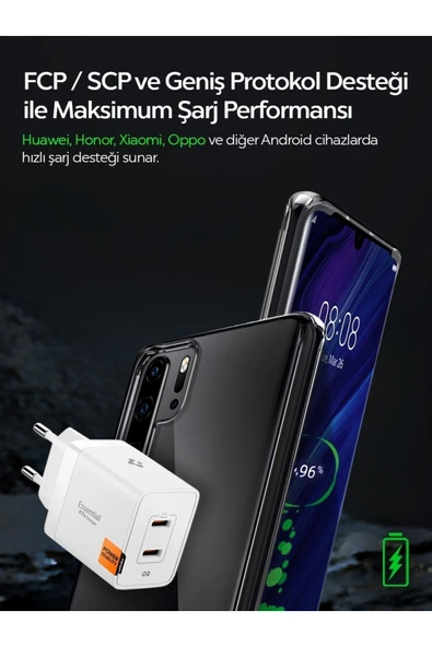 Spigen Essential Wall Charger 47W Usb-C Hızlı Şarj Adaptörü Beyaz-ACH08707 - 5
