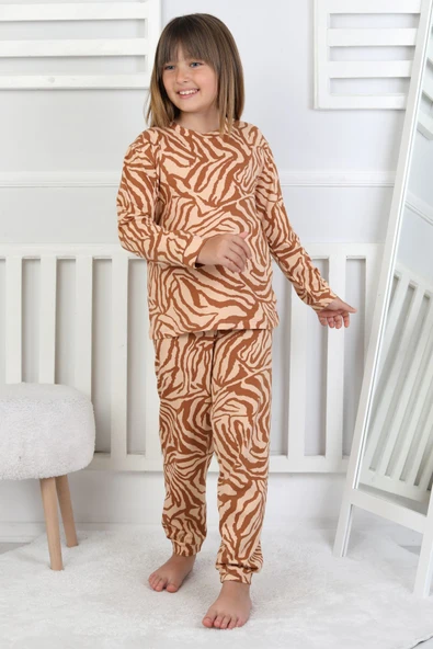 Kaplan Desenli Kız Çocuk Pijama Takımı - Resim 7