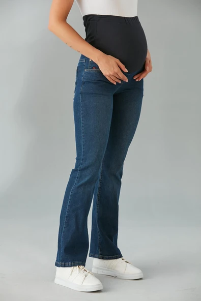 IŞŞIL 615-Hamile Karın Bandlı Lycra İspanyol Paça Kot Pantolon - 4