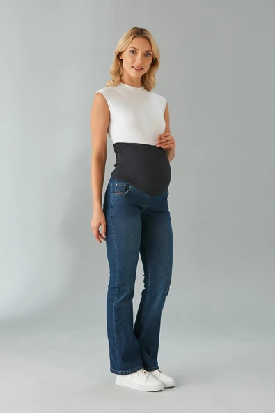 IŞŞIL 615-Hamile Karın Bandlı Lycra İspanyol Paça Kot Pantolon - 3