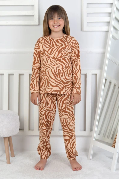 Kaplan Desenli Kız Çocuk Pijama Takımı - Resim 8
