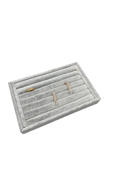 Süet Kumaş Gri Renk 22,5/14,5 Cm Sosis  Yüzük Standı - 5