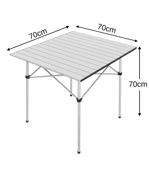Yek Outdoor Portatif Alüminyum Katlanır Kare Kamp Masası 70x70x70 Gri - 3