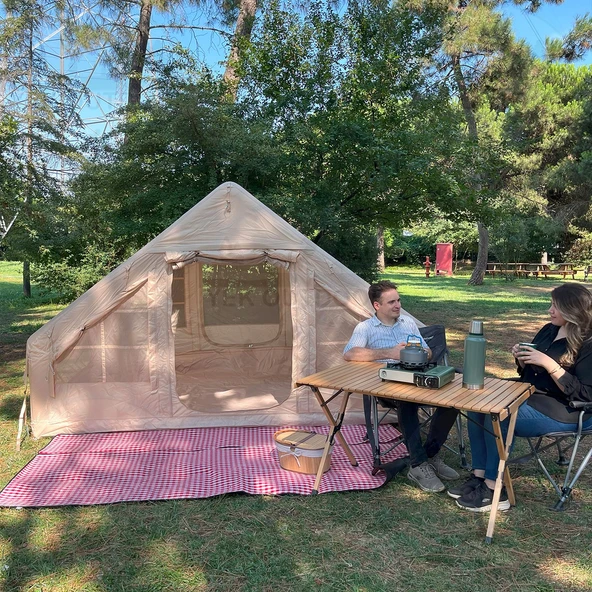 Yek Outdoor 210D Oxford 6 Kişilik 4 Mevsim Soba Çıkışlı Şişme Kamp Çadırı – Pompalı, 210x300x190 cm - 7