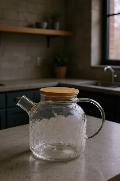 Bambum Juliet - Bambu Kapaklı Cam Demlik 1500ml - Resim 2