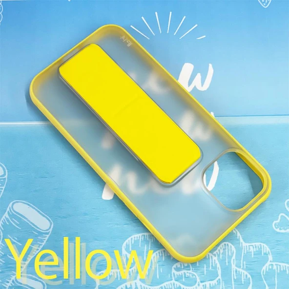 Apple iPhone 13 Kılıf Luxury Stand Kapak Sarı - Resim 2