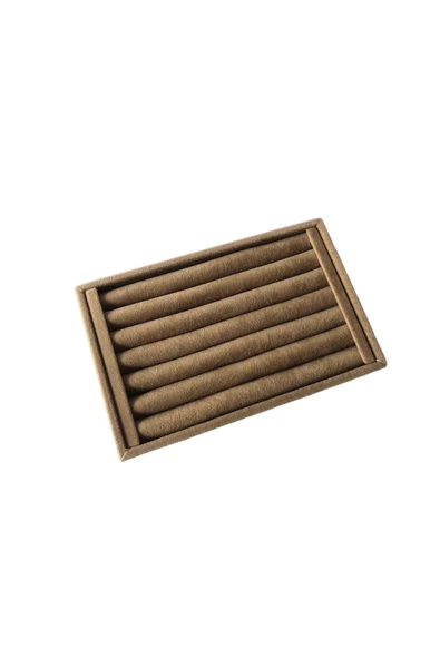 Süet Kumaş Kahve Renk 22,5/14,5 Cm Sosisli Yüzük Standı - 4