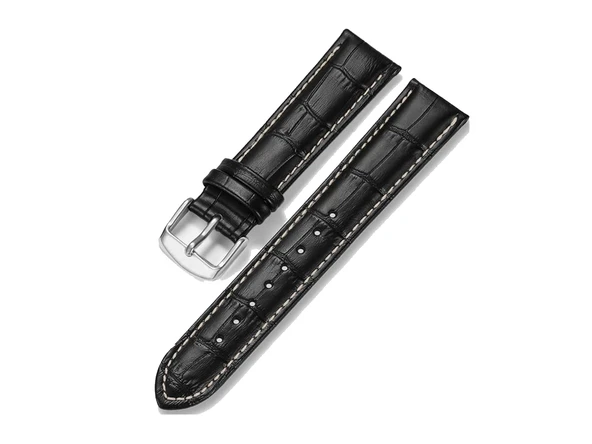 Fado&  Her Saate   Uyumlu  Hakiki Siyah  Deri   Saat Kordonu   22    mm   (294)  beyaz dikişli ürün görseli