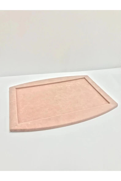 Süet Kumaş Pembe Renk 34,5/27 cm Kolye Ucu Küpe Yüzük Takı Servis Sunum Tablası ürün görseli