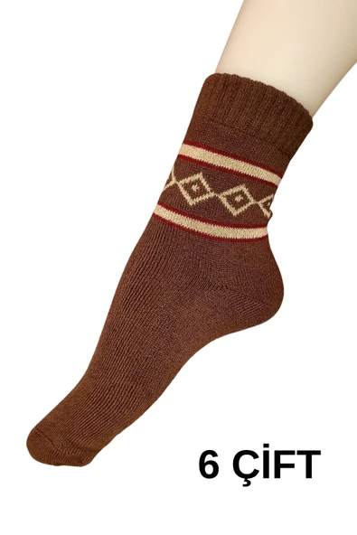 6 Adet Kahve Renk Havlu Polar Kışlık Çorap Bilek Boy -20c Kadar Isı Koruma - 3