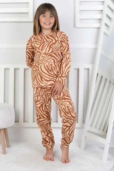 Kaplan Desenli Kız Çocuk Pijama Takımı - Resim 2