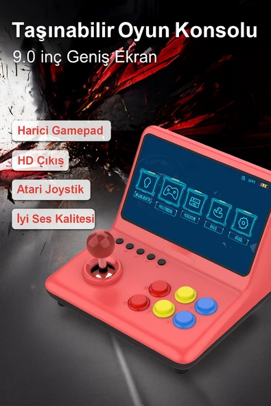 RETRO ARCADE Büyük ekran 9 Inch Joystick oyun konsolu klasik Retro    Arcade 20.000 Adet Oyun - 5