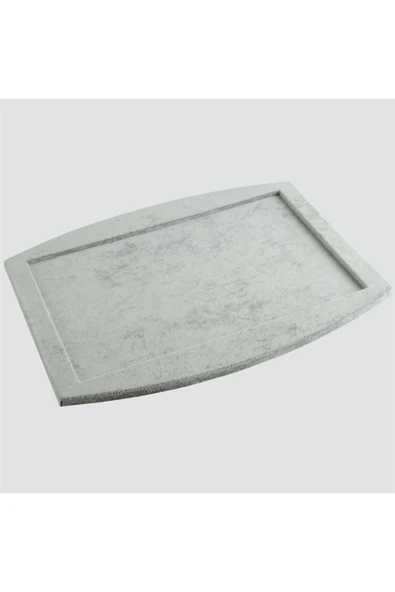 Süet Kumaş Gri Renk 34,5/27 cm Kolye Ucu Küpe Yüzük Takı Servis Sunum Tablası