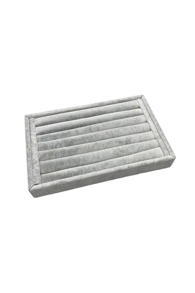 Süet Kumaş Gri Renk 22,5/14,5 Cm Sosis  Yüzük Standı - 3