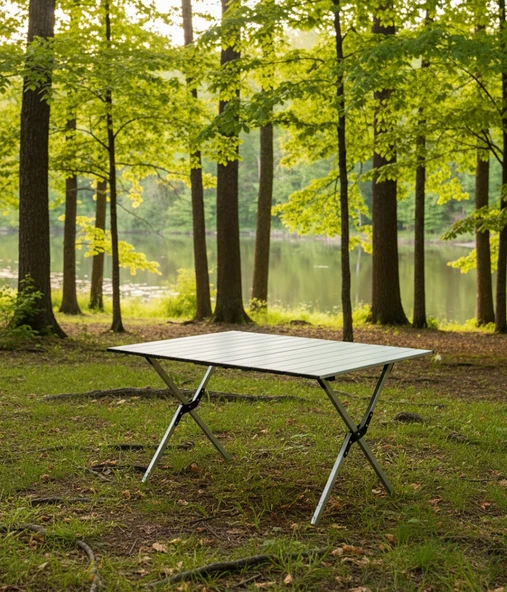 Yek Outdoor Portatif Alüminyum Kamp Masası Gri 60x82x48cm - Resim 6