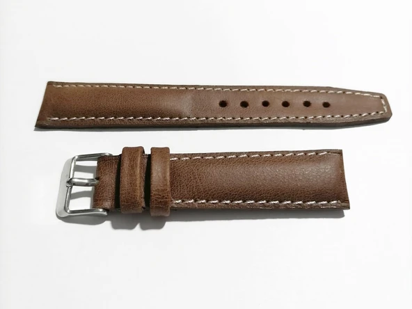 Fado&  Her Saate   Uyumlu  Hakiki  Deri   Saat Kordonu   18   mm   (289)  beyaz dikişli - Resim 2