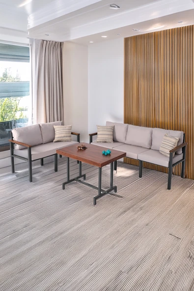 NEOKAS Bahce Mobilyası, Modern Balkon Mobilyası, Kafe Oturma Takımı, Teras Koltugu, Balkon Oturma Grubu, 2+3+M - Resim 3