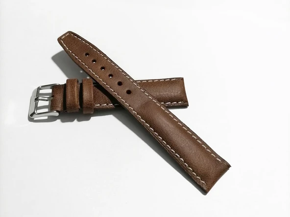 Fado&  Her Saate   Uyumlu  Hakiki  Deri   Saat Kordonu   18   mm   (289)  beyaz dikişli ürün görseli