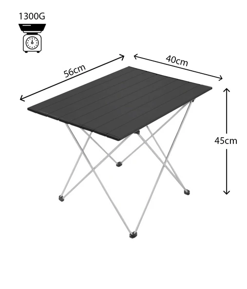 Yek Outdoor Portatif Alüminyum Katlanır Eko Kamp Masası Küçük 56x40x45cm Siyah - 3