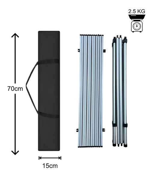 Yek Outdoor Portatif Alüminyum Katlanır Kare Kamp Masası 70x70x70 Gri - 5