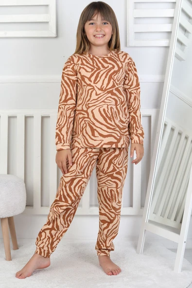 Kaplan Desenli Kız Çocuk Pijama Takımı - Resim 3